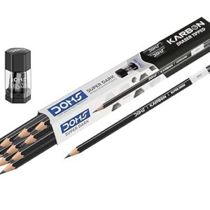 Doms Black Dooms Karbon R/T Super Dark Pencil Pack Of 10 With Erasner (Sharpner+Eraser)